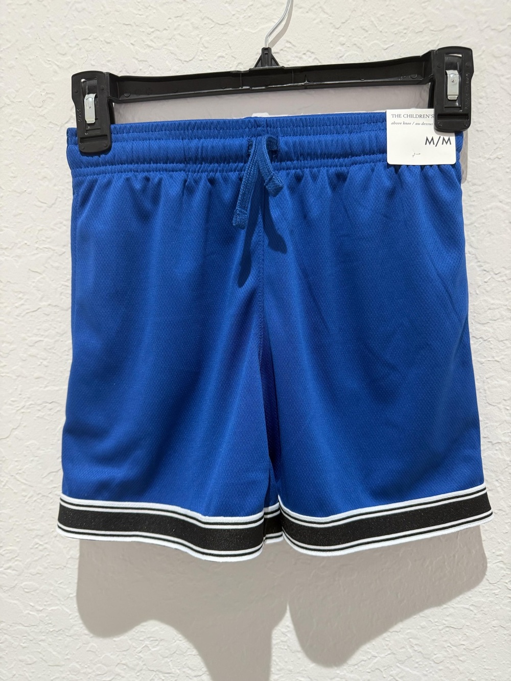 Place Bright Blue Kids Sports Shorts with Black & White Hem